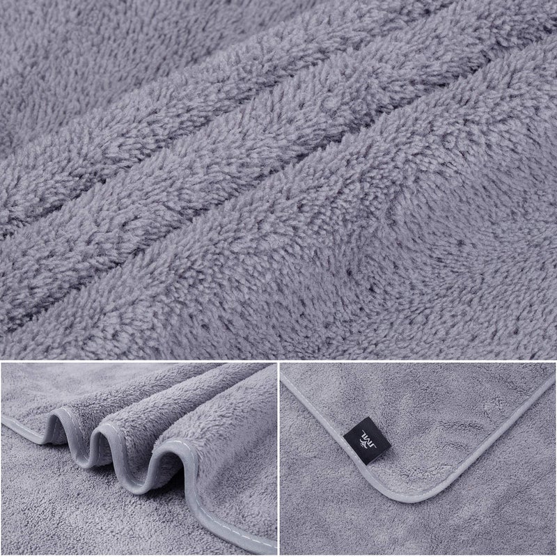 JML Extra Large Bath Towels, 2 Pack, 30"x60" - 350GSM, Fleece Towel Set - Oversized, Soft, Absorbent, Lint Free, No Fading, Perfect for Bathroom, Shower, Suana, Gym, Pool, Hotel, SPA, Fleece Grey - Image 2